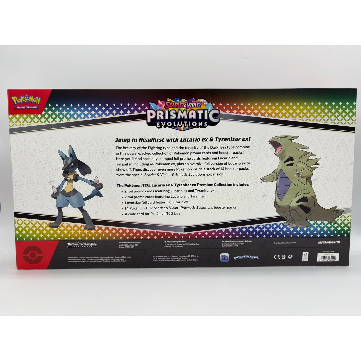 2x Pokemon Prismatic Evolutions Lucario EX and Tyranitar EX Premium Collection